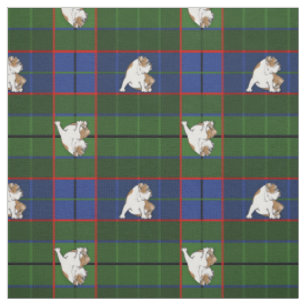 Green Tartan Bulldog Fabric