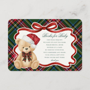 Green Tartan Christmas Bear Books for Baby Card