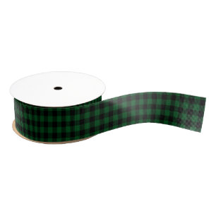 Green Tartan Christmas Grosgrain Ribbon