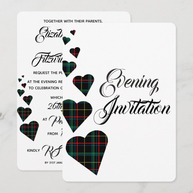 Green Tartan Evening Invitation (Front/Back)