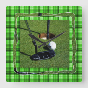 Green Tartan Golf Club Par, Wall Clock