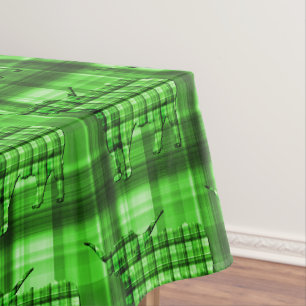 Green Tartan Highland Cow, Tablecloth