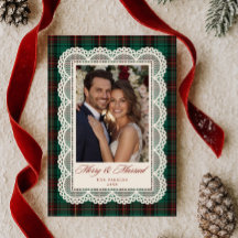 Green Tartan Lace Frame Merry & Married Photo