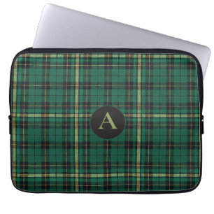 Green Tartan Monogram Laptop Sleeve