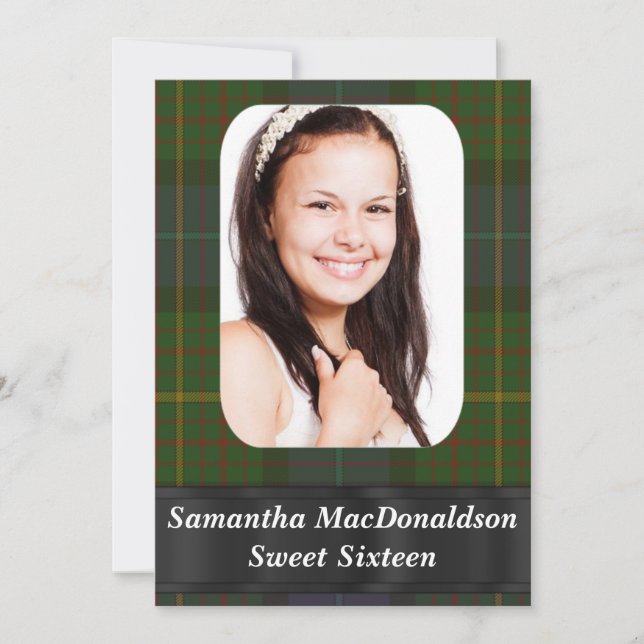 Green  tartan photo template sweet sixteen (Front)