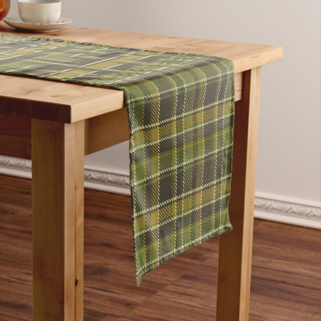 Green Tartan Plaid 14" X 72" Table Runner (In Situ)