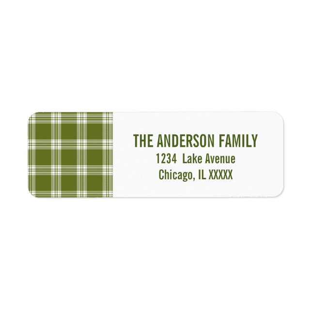Green Tartan Plaid Christmas Address Labels (Front)