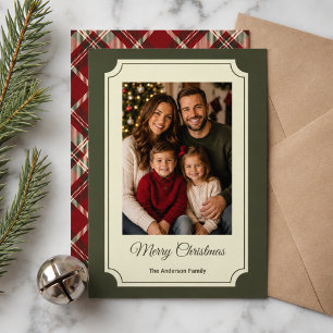 Green Tartan Plaid Christmas Photo Holiday Card