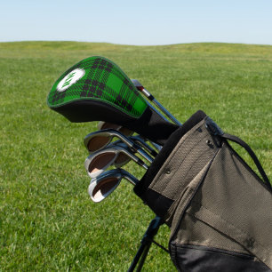 Green Tartan Plaid Monogram Golf Head Cover