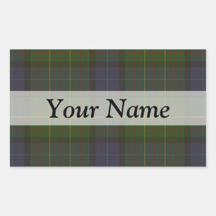 Green tartan plaid rectangular sticker