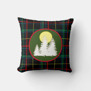 Green Tartan Plaid With Pine Tree Silhouette Th Cushion