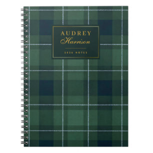 Green Tartan Polo Plaid Vintage Name 2026 Notes Notebook