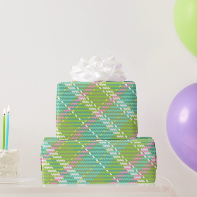 Green Tartan Webbing Wrapping Paper (Party Gifts)