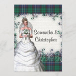 Green tartan wedding invitation<br><div class="desc">Easily personalise this traditional green Scottish tartan plaid wedding design with a bride in white wedding dress,  with your own special day details. Visit the GIFTZFORGIRLS STORE for matching products and wedding sets.</div>