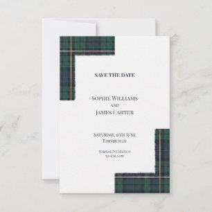 Green Tartan Wedding Save The Date