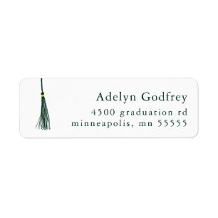 Green Tassel Graduation Return Address