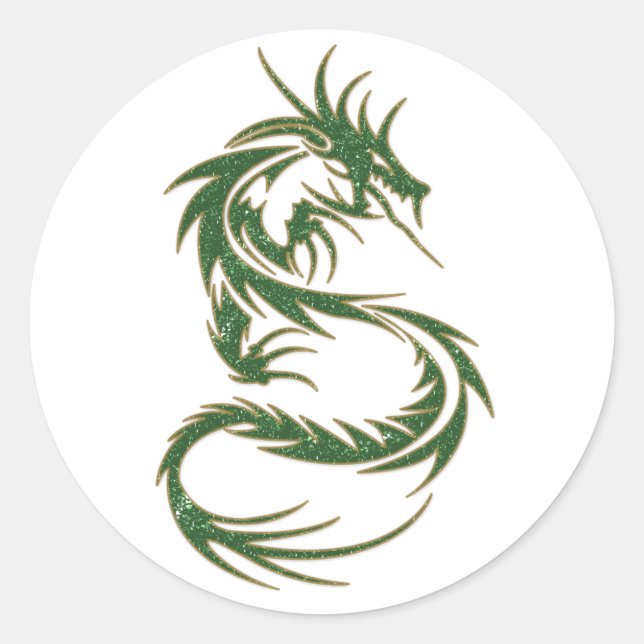 Green Tattoo Dragon Classic Round Sticker (Front)
