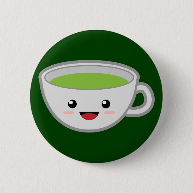Green Tea 6 Cm Round Badge (Front)