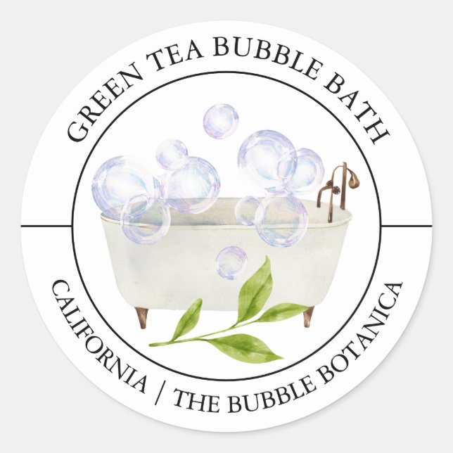 Green Tea Bubble Bath label (Front)