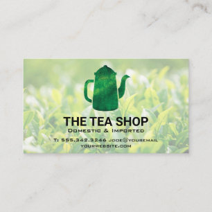 Green Tea Kettle   Tea Plant Fields Business Card