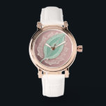 Green Tea Leaf AI art  Watch<br><div class="desc">Green Tea Leaf is a beautiful AI art that shows a green leaf on a light pink background. It is the perfect gift for the bride.</div>