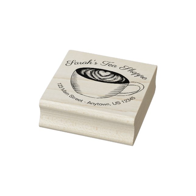 Green Tea Matcha Latte Heart Personalised Coffee Rubber Stamp (Stamp)