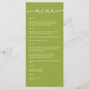 Green Tea • Modern Minimalist Script Wedding Menu