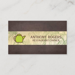 Green Tea Pot   Herbal Plants   Brown Texture Loyalty Card