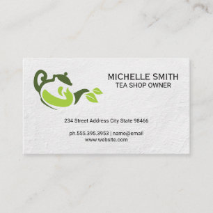 Green Tea Pot Leaves Logo   Hot Beverage Business Card