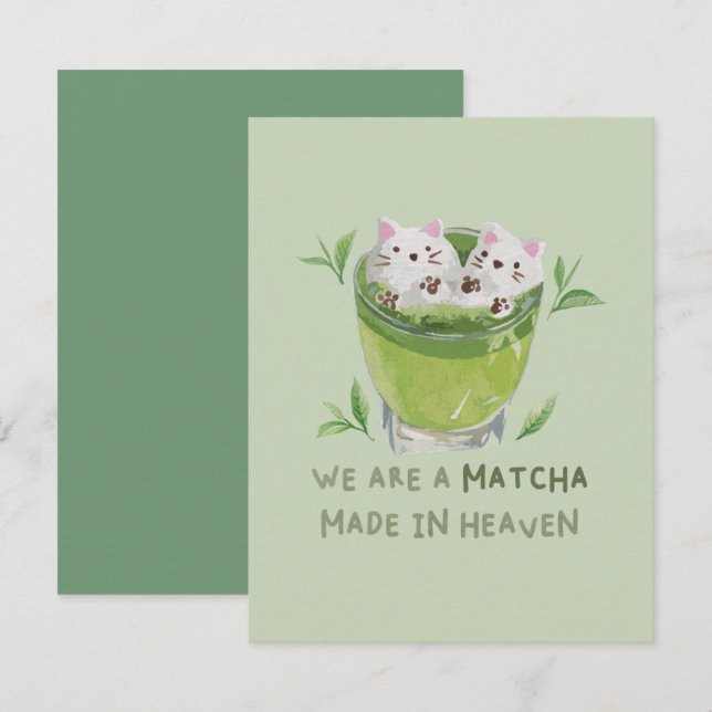 Green Tea Pun: We are a Match Made in Heaven Card (Front/Back)