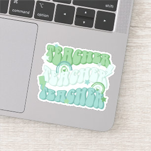 Green Teacher Teacher Teacher Retro Vinyl Sticker