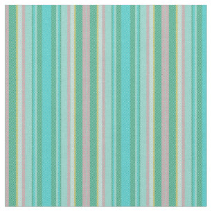 Green, Teal and Pink Abstract Geometric Stripes Fabric