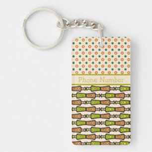 Green, Teal, Black, Cream Tribal Acrylic Keychain