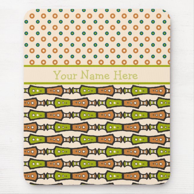 Green, Teal, Black, Cream Tribal: Mousepad (Front)