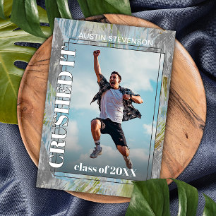 Green Teal Blue Grey Graduation Announcement Postcard