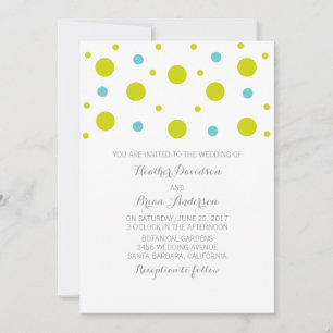 Green Teal Confetti Wedding Invite