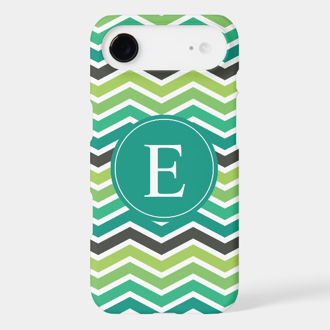 Green Teal Grey Grey Chevron Monogram iPod Touch (5th Generation) Case (Back)
