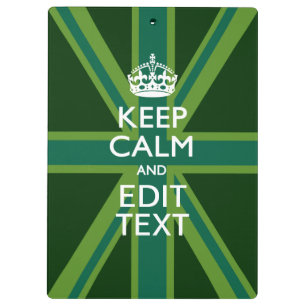 Green Teal Keep Calm And Get Your Text Union Jack Clipboard