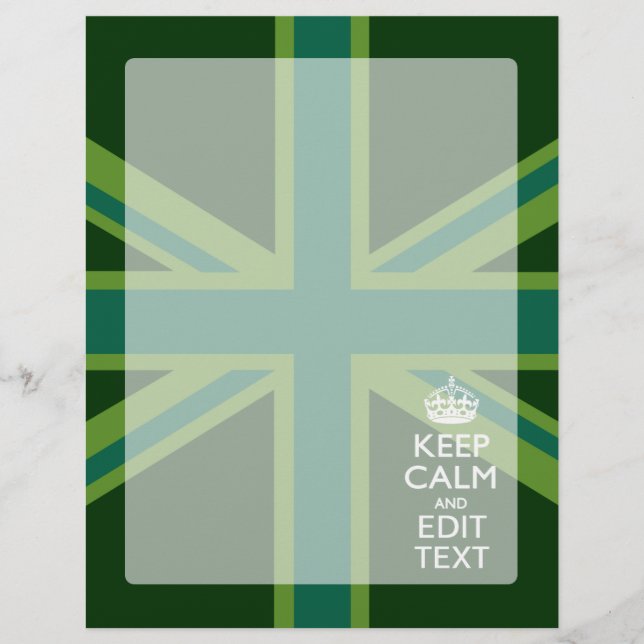 Green Teal Keep Calm And Have Your Text Union Jack (Front)