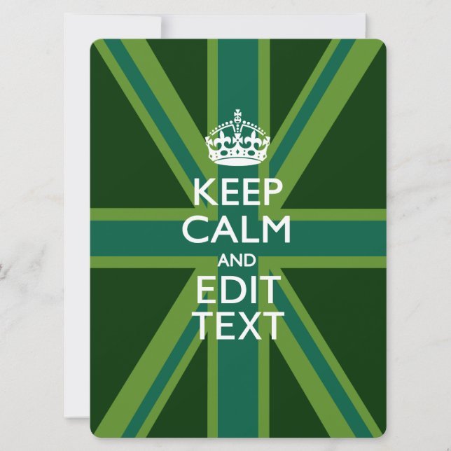 Green Teal Keep Calm And Your Text Union Jack (Front)