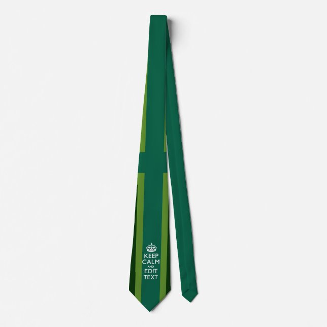 Green Teal Keep Calm And Your Text Union Jack Tie (Front)