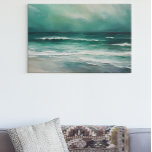 Green Teal Modern Beach Ocean Painting Canvas Print<br><div class="desc">This design may be personalised by choosing the Edit Design option. You may also transfer onto other items. Contact me at colorflowcreations@gmail.com or use the chat option at the top of the page if you wish to have this design on another product or need assistance. See more of my designs...</div>