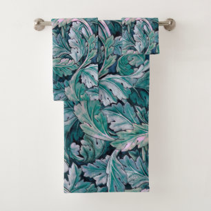 Green & Teal Morris Leaves Bath Towel Set
