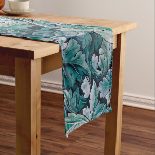 Green & Teal Morris Leaves  Short Table Runner