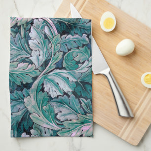 Green & Teal Morris Leaves Tea Towel