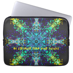 Green Teal Psychedelic Bohemian Mandala    Laptop Sleeve