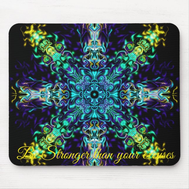 Green Teal Psychedelic Bohemian Mandala    Mouse Mat (Front)