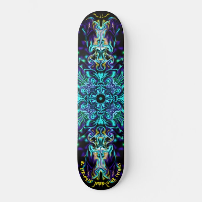 Green Teal Psychedelic Bohemian Mandala    Skateboard (Front)