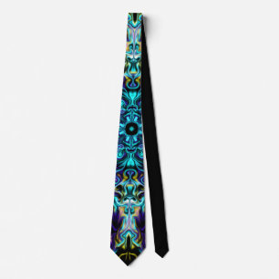 Green Teal Psychedelic Bohemian Mandala    Tie