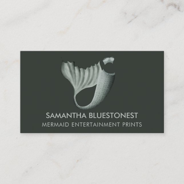 Green teal tail bustier costume mermaid business card (Front)